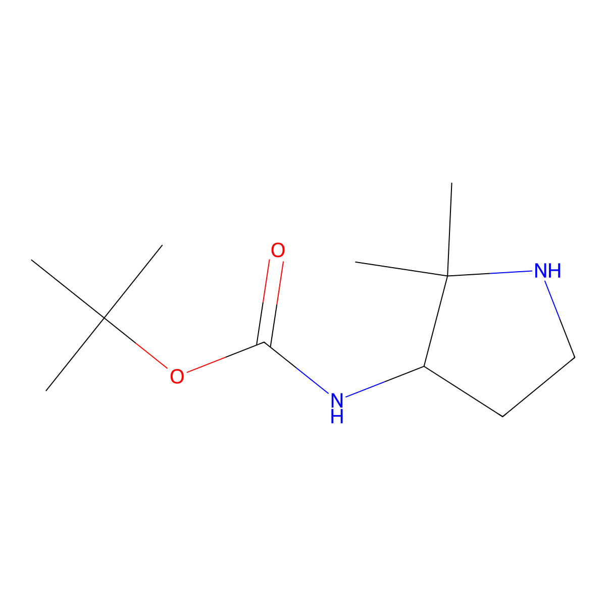 tert-butyl N-(2,2-dimethylpyrrolidin-3-yl)carbamate molecular structure, CAS 1506441-47-9