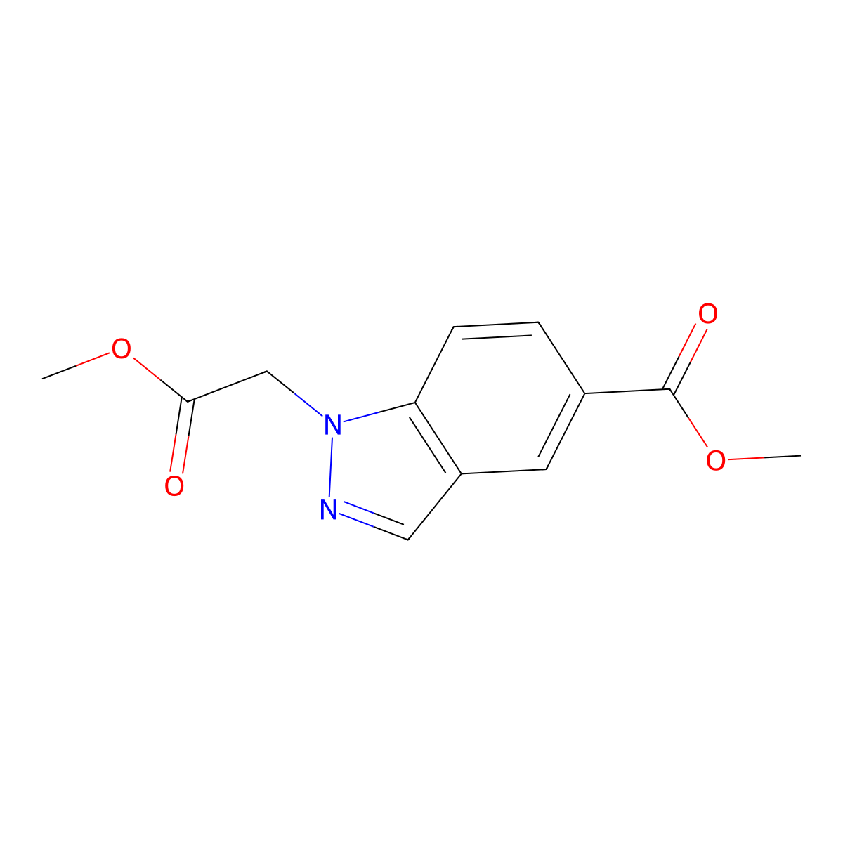 methyl 1-(2-methoxy-2-oxoethyl)-1H-indazole-5-carboxylate molecular structure, CAS 1506449-10-0