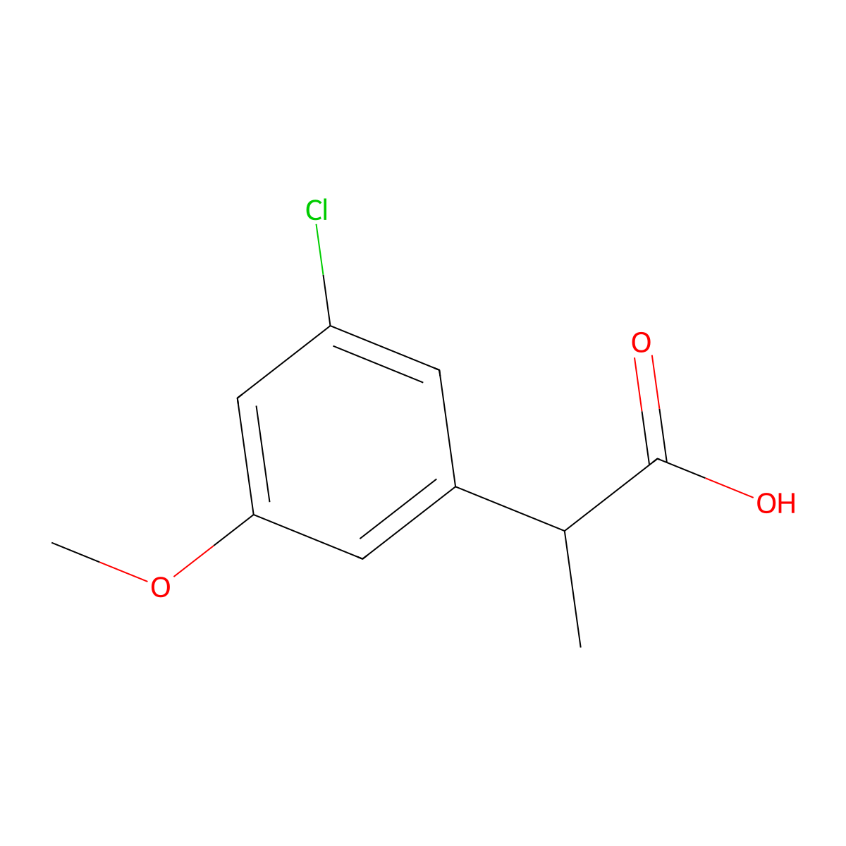 2-(3-Chloro-5-methoxyphenyl)propanoic acid molecular structure, CAS 1506485-16-0
