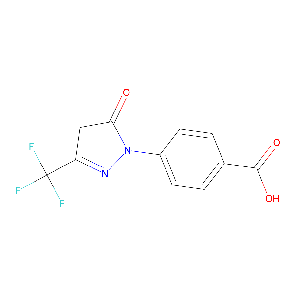 4-(5-oxo-3-(trifluoromethyl)-4,5-dihydro-1H-pyrazol-1-yl)benzoic acid molecular structure, CAS 150649-14-2
