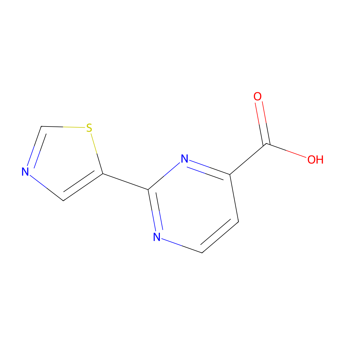 2-(1,3-Thiazol-5-yl)pyrimidine-4-carboxylic acid molecular structure, CAS 1506490-69-2