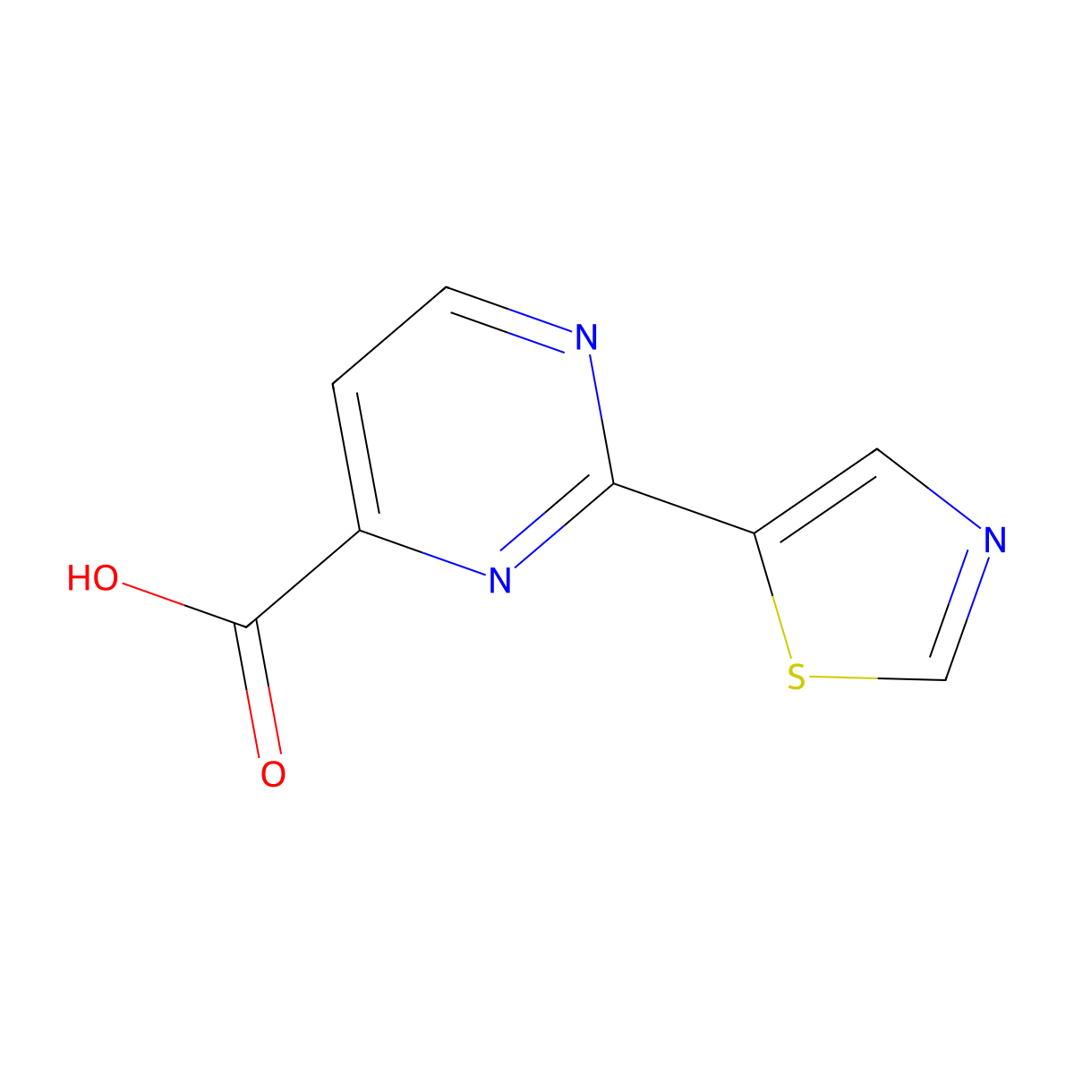 2-(1,3-Thiazol-5-yl)pyrimidine-4-carboxylic acid molecular structure, CAS 1506490-69-2