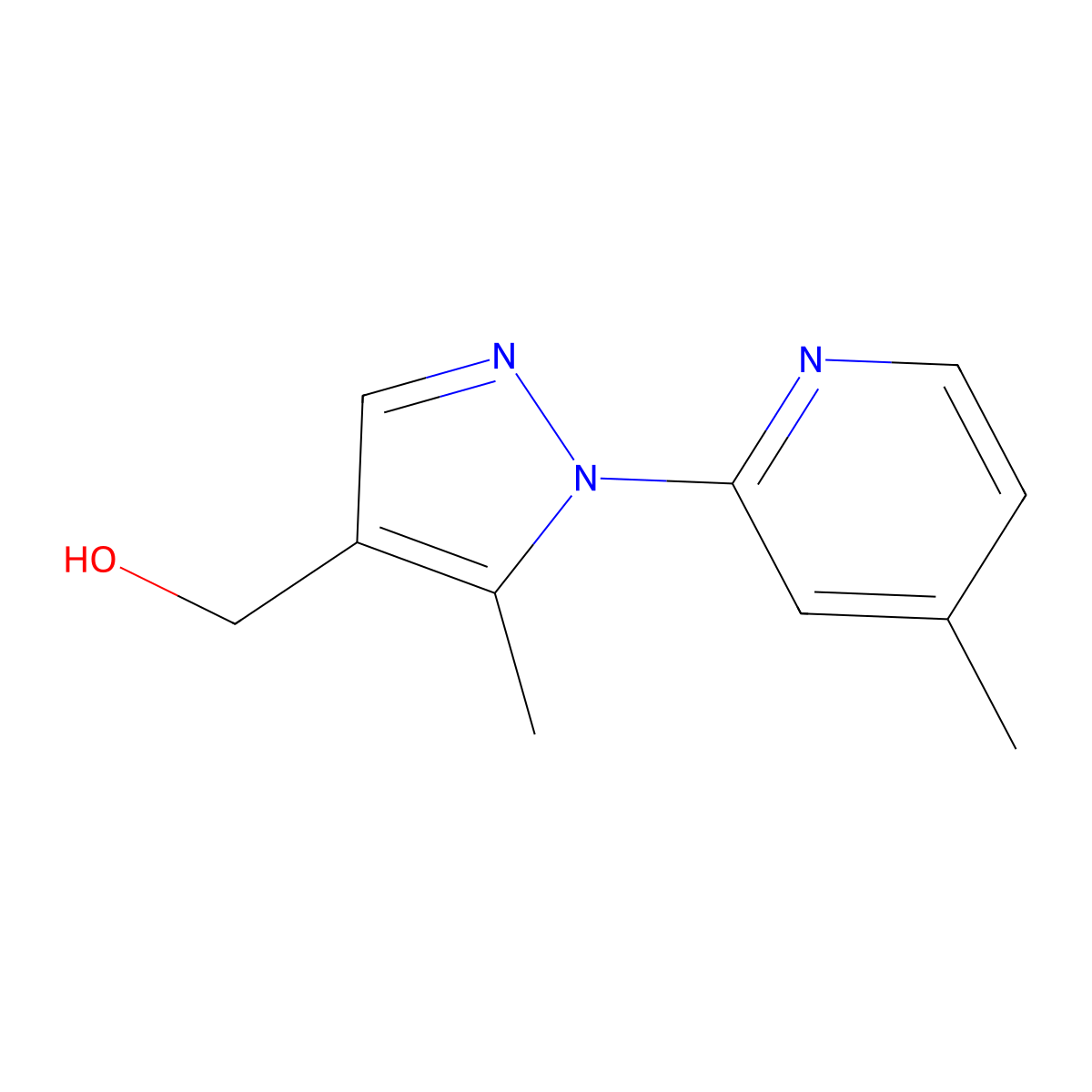 [5-methyl-1-(4-methylpyridin-2-yl)-1H-pyrazol-4-yl]methanol molecular structure, CAS 1506493-78-2
