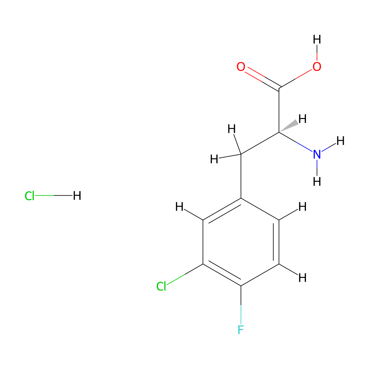 L-Phenylalanine, 3-chloro-4-fluoro-, hydrochloride molecular structure, CAS 15065-41-5