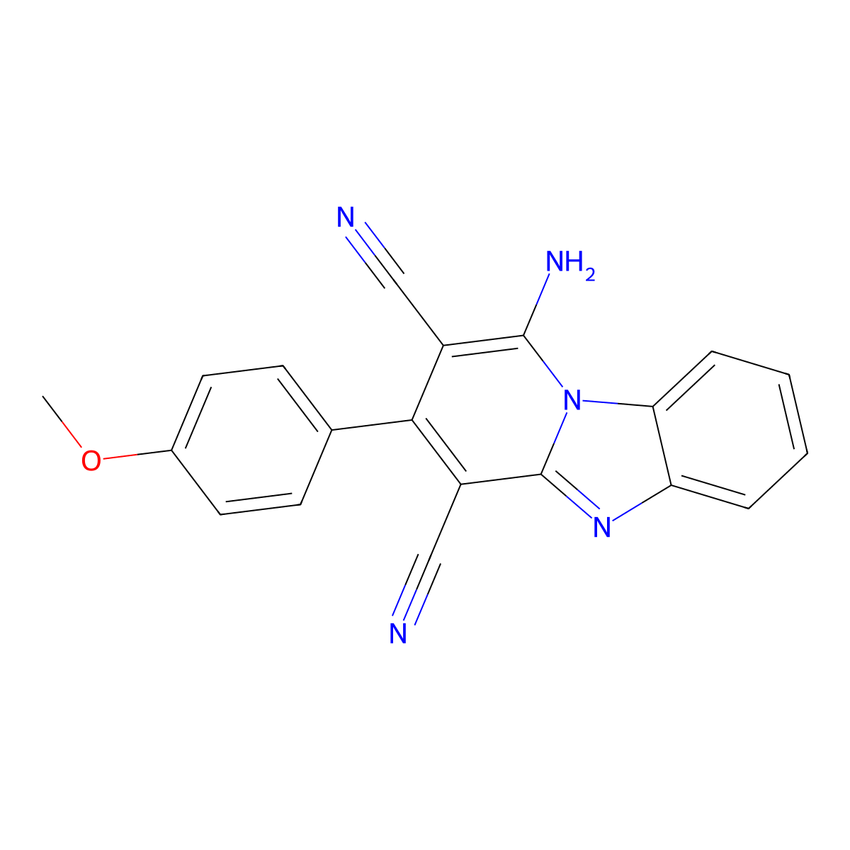 1-Amino-3-(4-methoxyphenyl)pyrido[1,2-a]benzimidazole-2,4-dicarbonitrile molecular structure, CAS 150651-38-0
