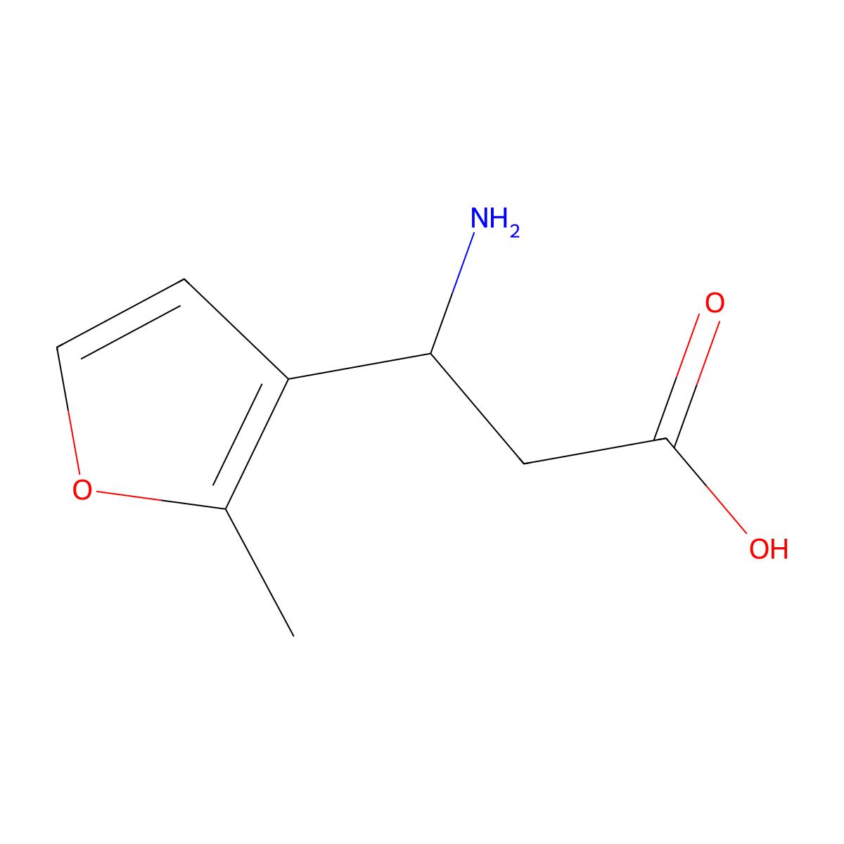 3-Amino-3-(2-methylfuran-3-yl)propanoic acid molecular structure, CAS 1506516-75-1