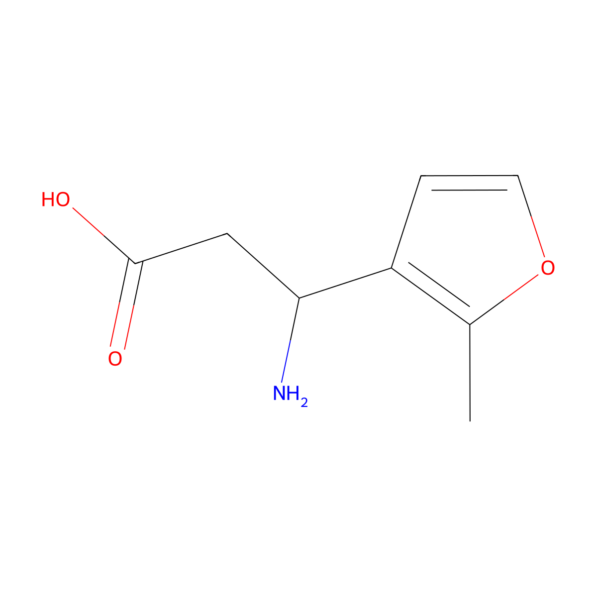 3-Amino-3-(2-methylfuran-3-yl)propanoic acid molecular structure, CAS 1506516-75-1