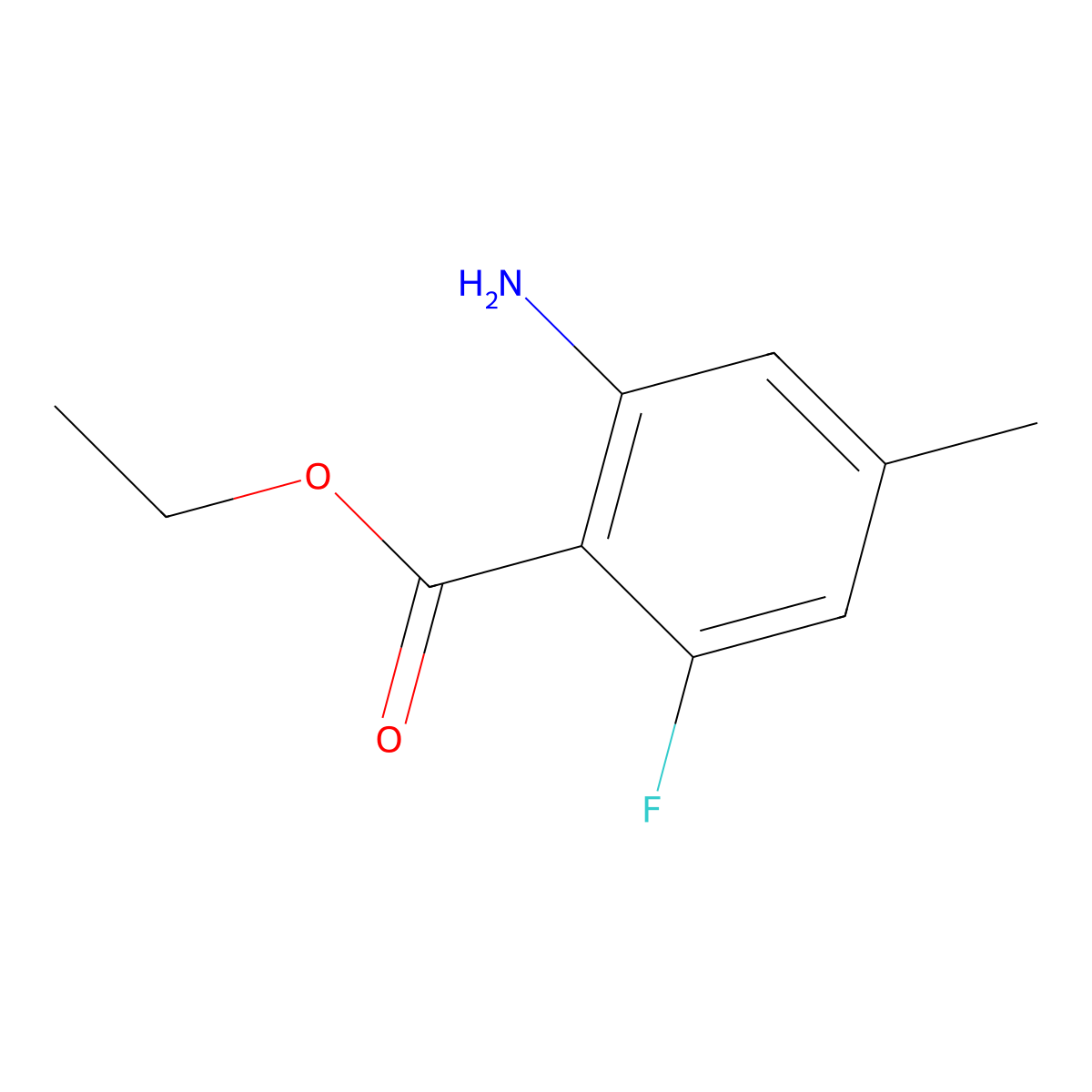 Ethyl 2-amino-6-fluoro-4-methylbenzoate molecular structure, CAS 1506526-63-1