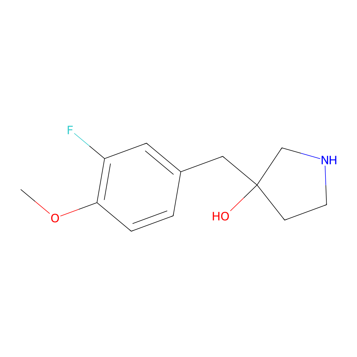 3-(3-Fluoro-4-methoxybenzyl)pyrrolidin-3-ol molecular structure, CAS 1506540-94-8