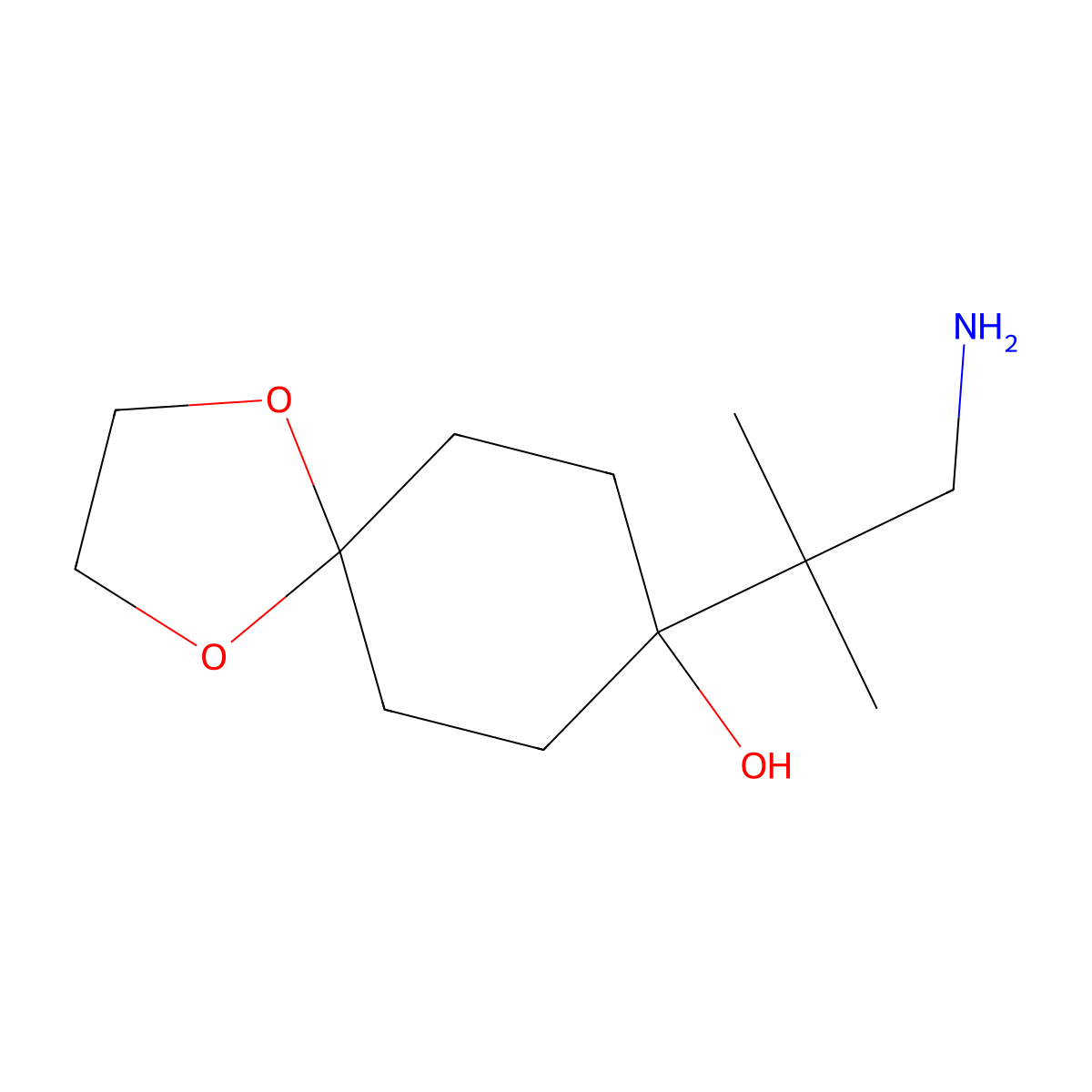 8-(1-Amino-2-methylpropan-2-YL)-1,4-dioxaspiro[4.5]decan-8-OL molecular structure, CAS 1506541-93-0