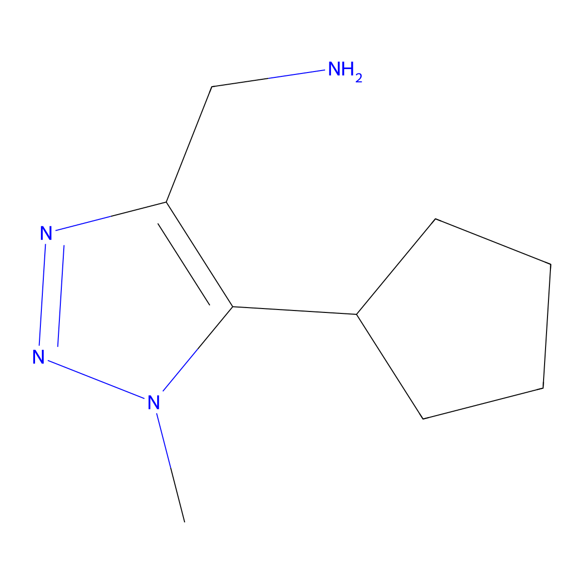 (5-Cyclopentyl-1-methyl-1H-1,2,3-triazol-4-yl)methanamine molecular structure, CAS 1506570-89-3