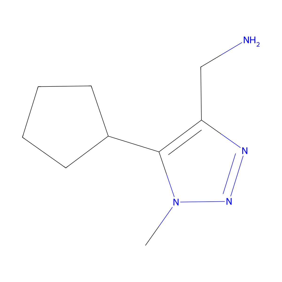 (5-Cyclopentyl-1-methyl-1H-1,2,3-triazol-4-yl)methanamine molecular structure, CAS 1506570-89-3