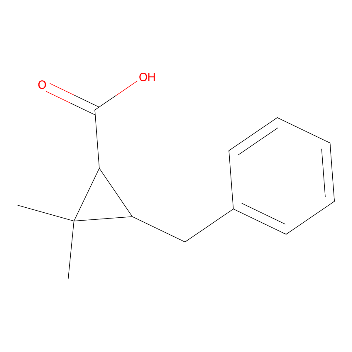 3-Benzyl-2,2-dimethylcyclopropane-1-carboxylic acid molecular structure, CAS 1506581-25-4
