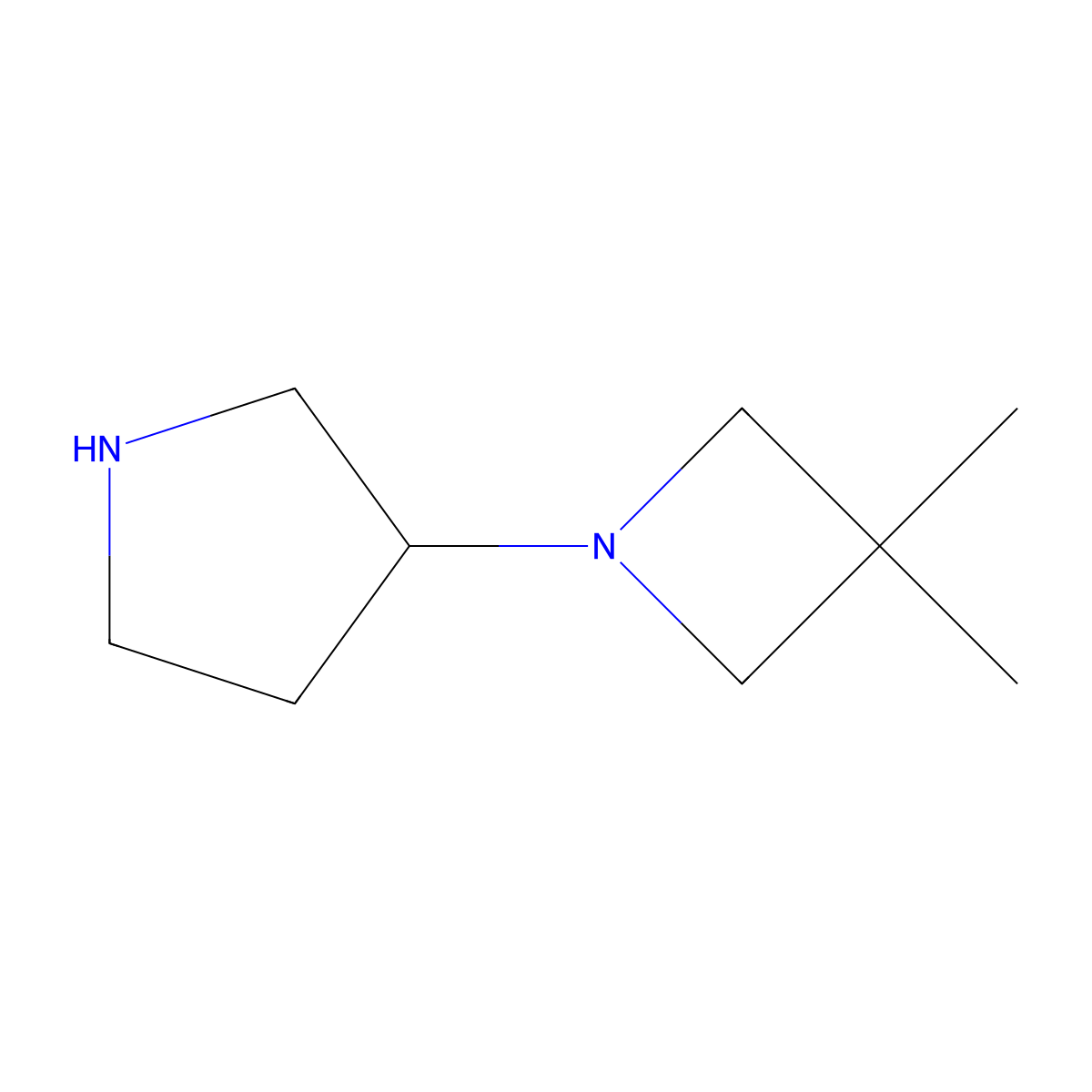 3-(3,3-Dimethylazetidin-1-yl)pyrrolidine molecular structure, CAS 1506584-45-7