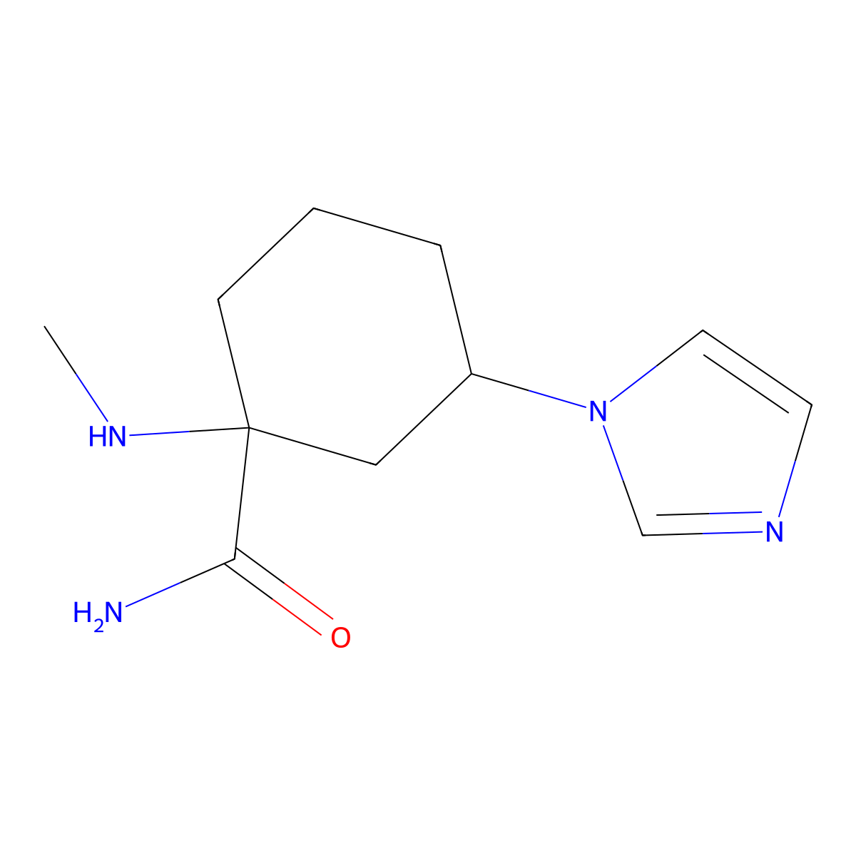3-(1h-Imidazol-1-yl)-1-(methylamino)cyclohexane-1-carboxamide molecular structure, CAS 1506586-75-9