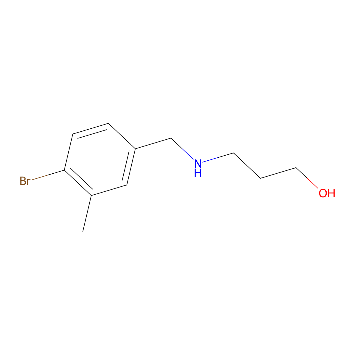 3-{[(4-Bromo-3-methylphenyl)methyl]amino}propan-1-ol molecular structure, CAS 1506595-38-5
