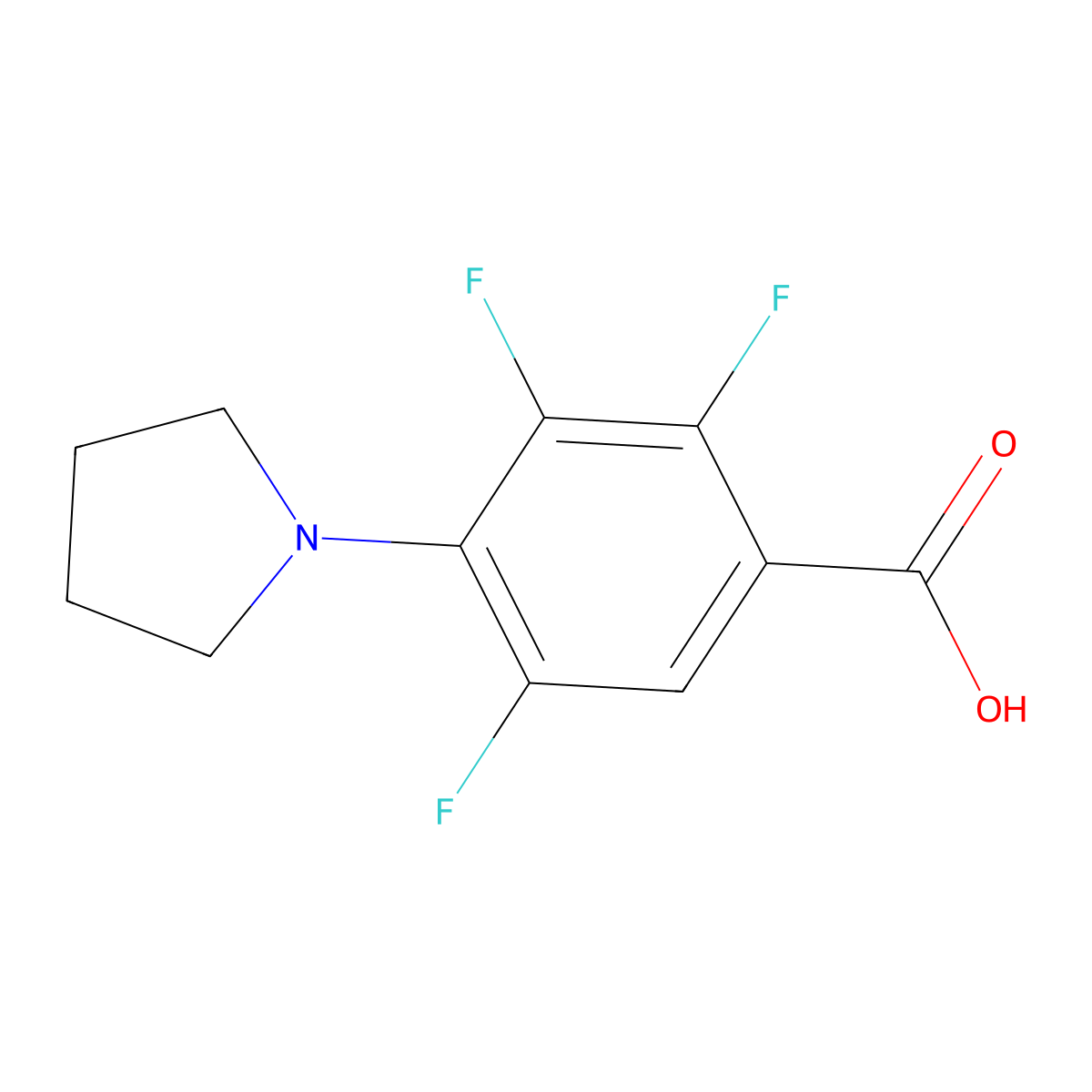 2,3,5-Trifluoro-4-pyrrolidin-1-ylbenzoic acid molecular structure, CAS 150660-42-7