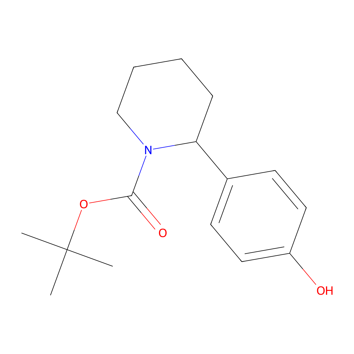 Tert-butyl 2-(4-hydroxyphenyl)piperidine-1-carboxylate molecular structure, CAS 1506603-56-0