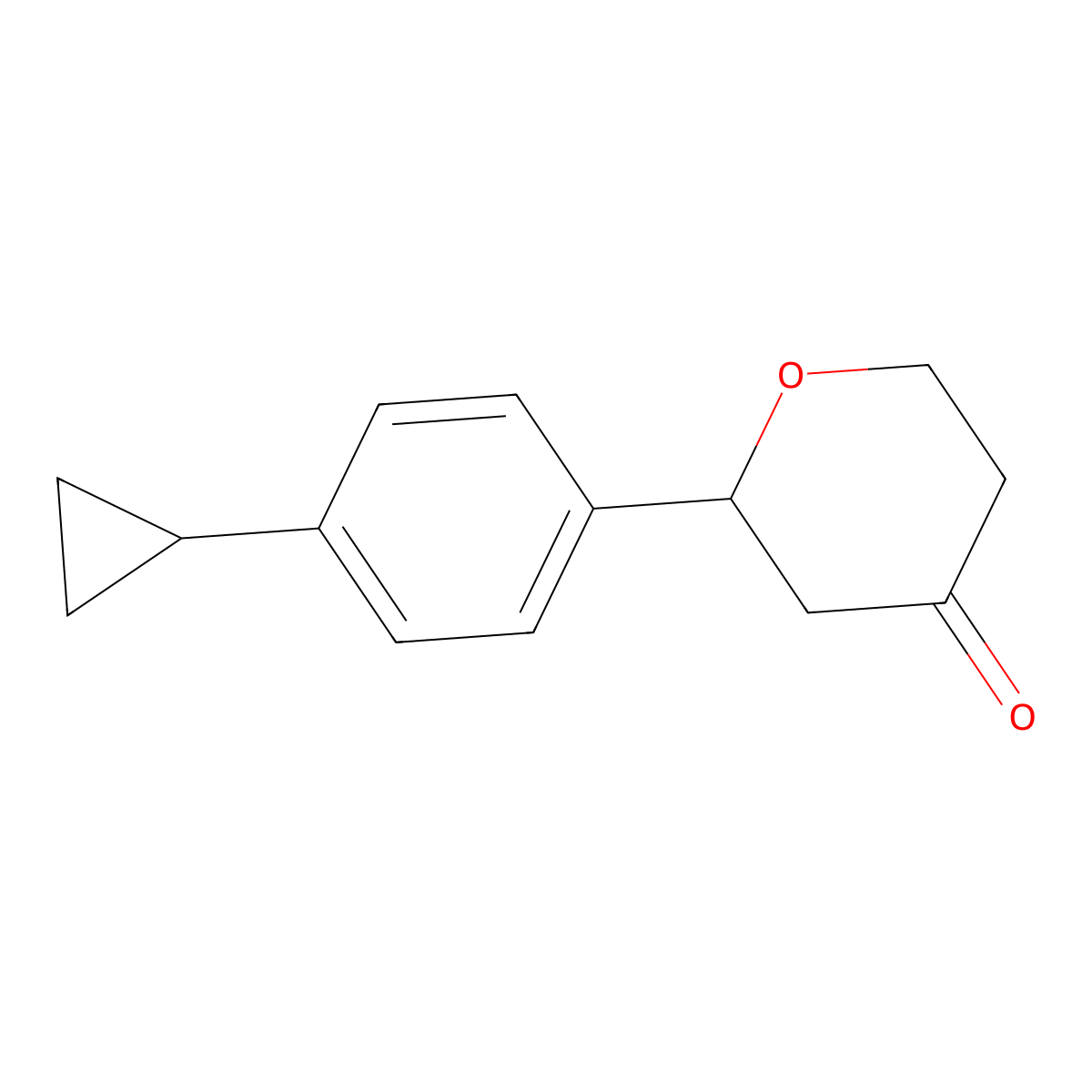 2-(4-cyclopropylphenyl)tetrahydro-4H-pyran-4-one molecular structure, CAS 1506610-80-5