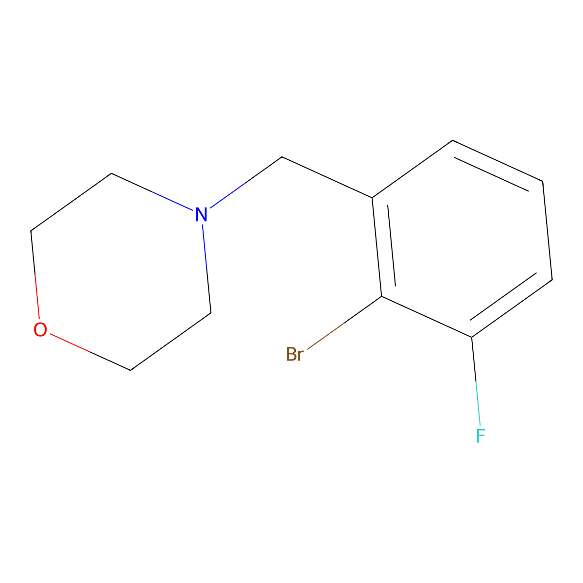 4-[(2-Bromo-3-fluorophenyl)methyl]morpholine molecular structure, CAS 1506647-15-9