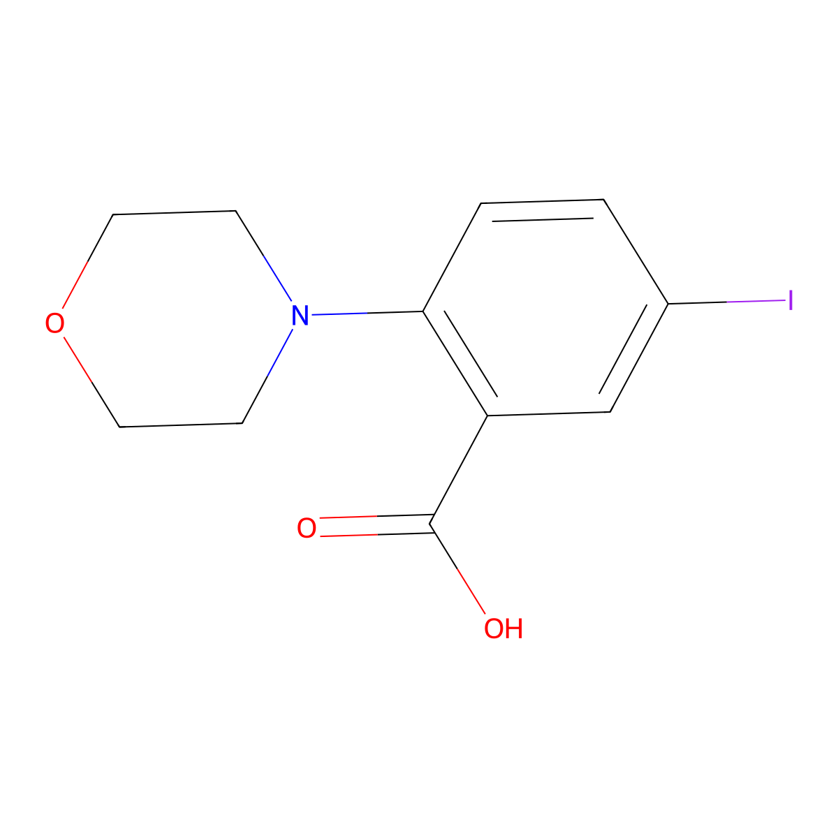 5-Iodo-2-(morpholin-4-yl)benzoic acid molecular structure, CAS 1506652-97-6