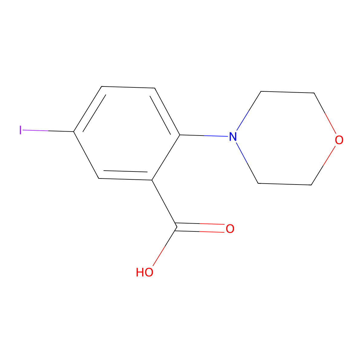 5-Iodo-2-(morpholin-4-yl)benzoic acid molecular structure, CAS 1506652-97-6