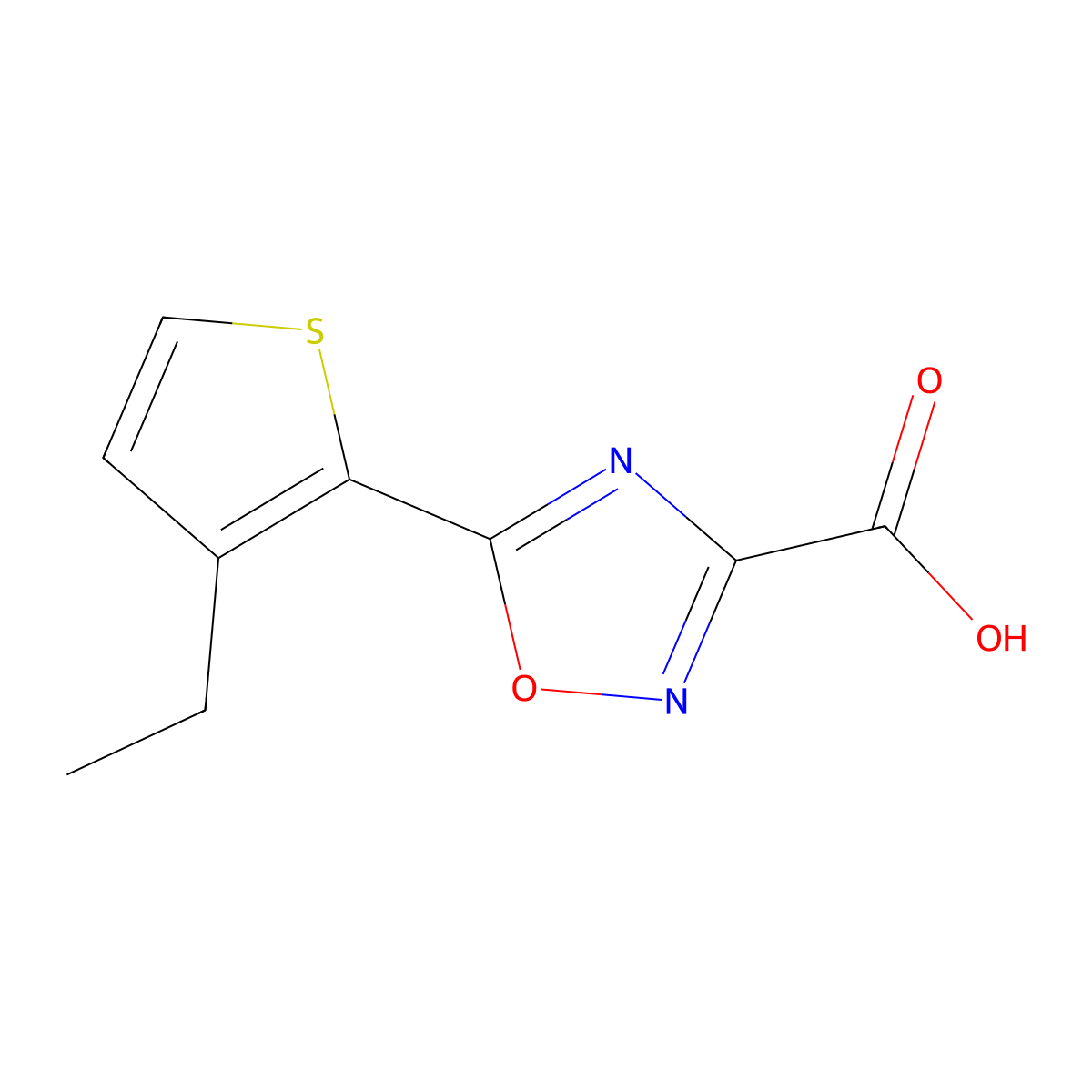5-(3-Ethylthiophen-2-yl)-1,2,4-oxadiazole-3-carboxylic acid molecular structure, CAS 1506654-56-3