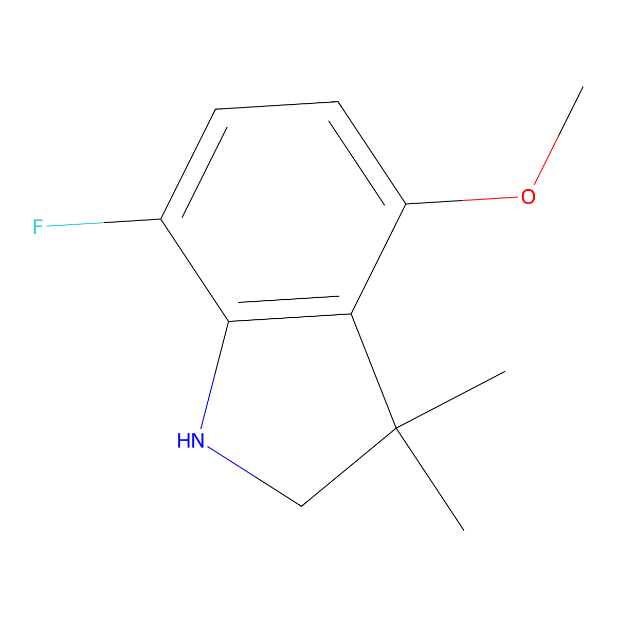 7-fluoro-4-methoxy-3,3-dimethyl-2,3-dihydro-1H-indole molecular structure, CAS 1506669-89-1