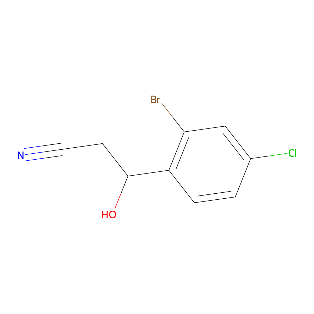 3-(2-Bromo-4-chlorophenyl)-3-hydroxypropanenitrile molecular structure, CAS 1506674-68-5