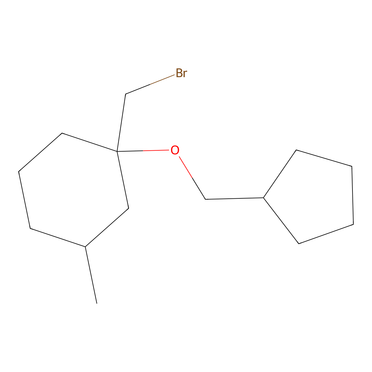 1-(Bromomethyl)-1-(cyclopentylmethoxy)-3-methylcyclohexane molecular structure, CAS 1506680-21-2