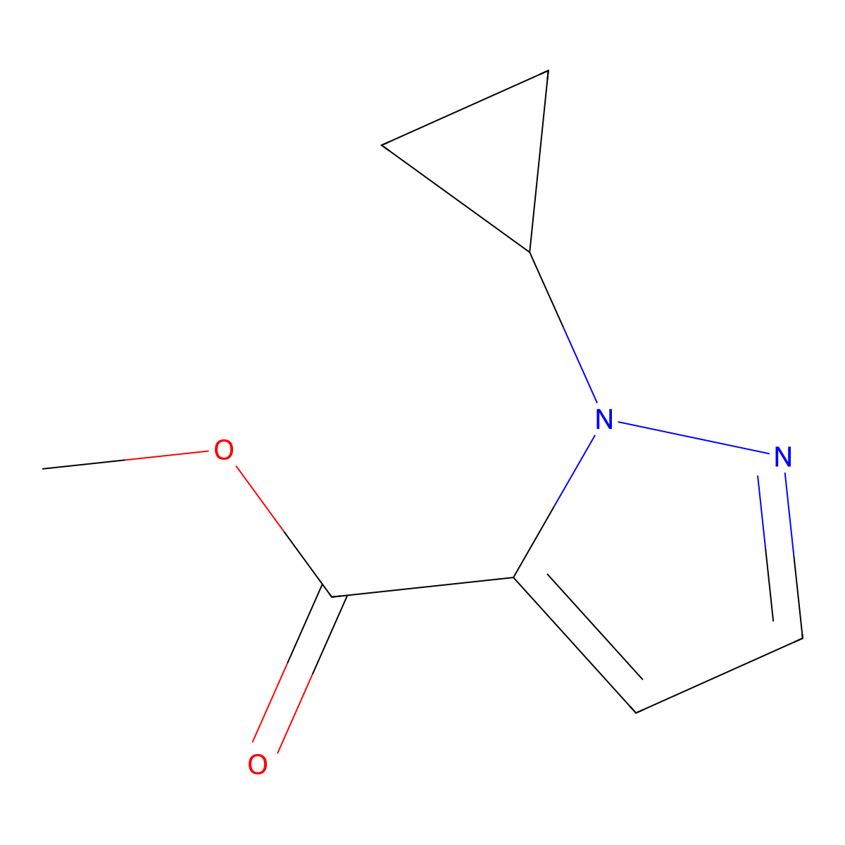 Methyl 1-cyclopropyl-1H-pyrazole-5-carboxylate molecular structure, CAS 1506741-26-9