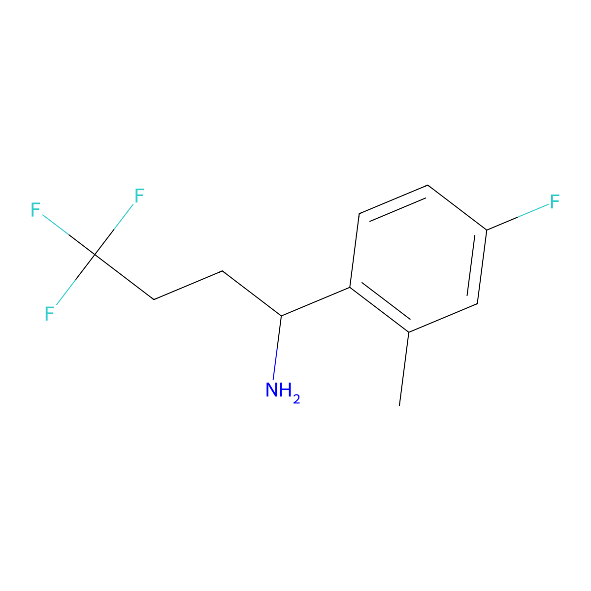 4,4,4-Trifluoro-1-(4-fluoro-2-methylphenyl)butan-1-amine molecular structure, CAS 1506798-44-2