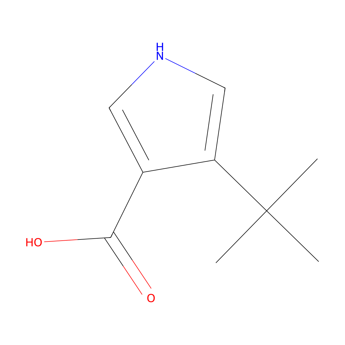 4-Tert-butyl-1H-pyrrole-3-carboxylic acid molecular structure, CAS 1506804-07-4