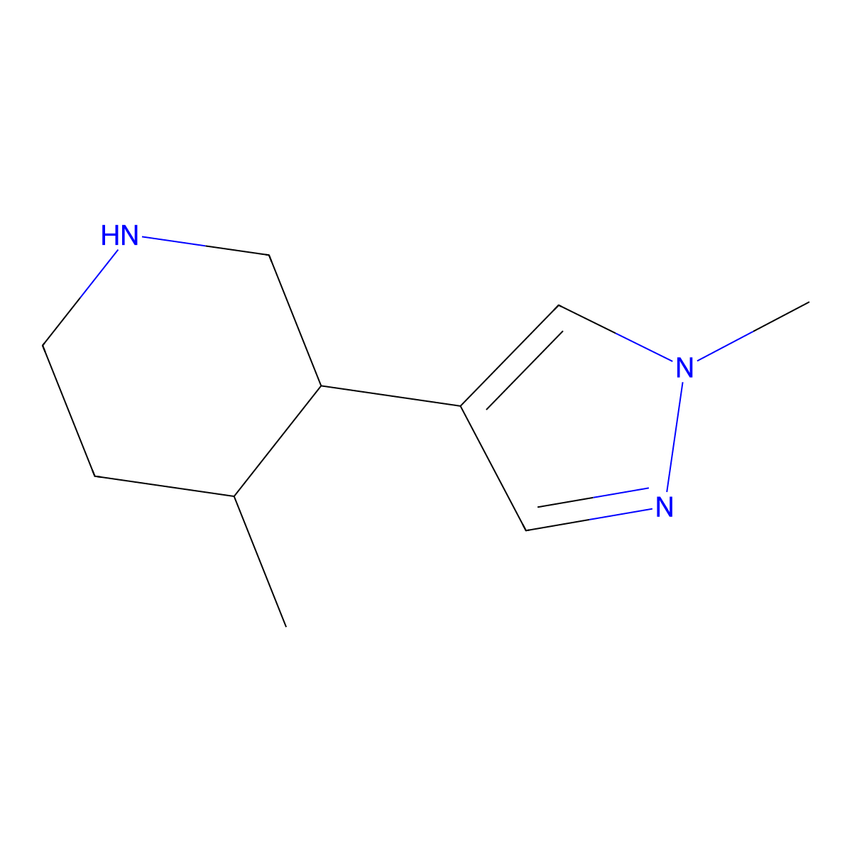 4-Methyl-3-(1-methyl-1H-pyrazol-4-YL)piperidine molecular structure, CAS 1506822-48-5