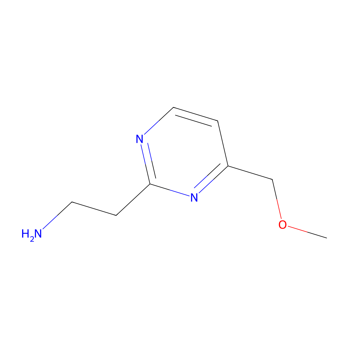 2-[4-(Methoxymethyl)pyrimidin-2-yl]ethan-1-amine molecular structure, CAS 1506822-54-3