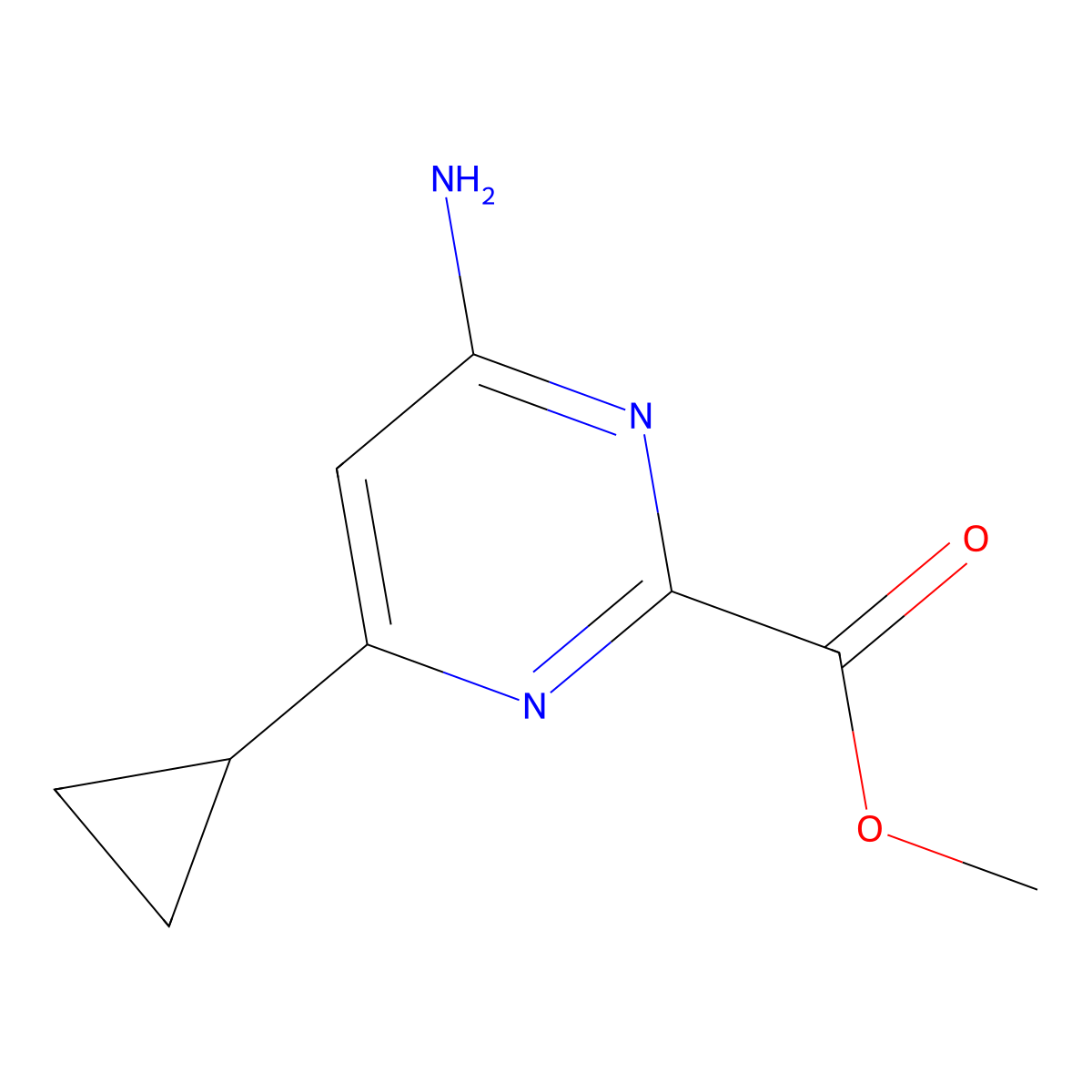 Methyl 4-amino-6-cyclopropylpyrimidine-2-carboxylate molecular structure, CAS 1506879-03-3