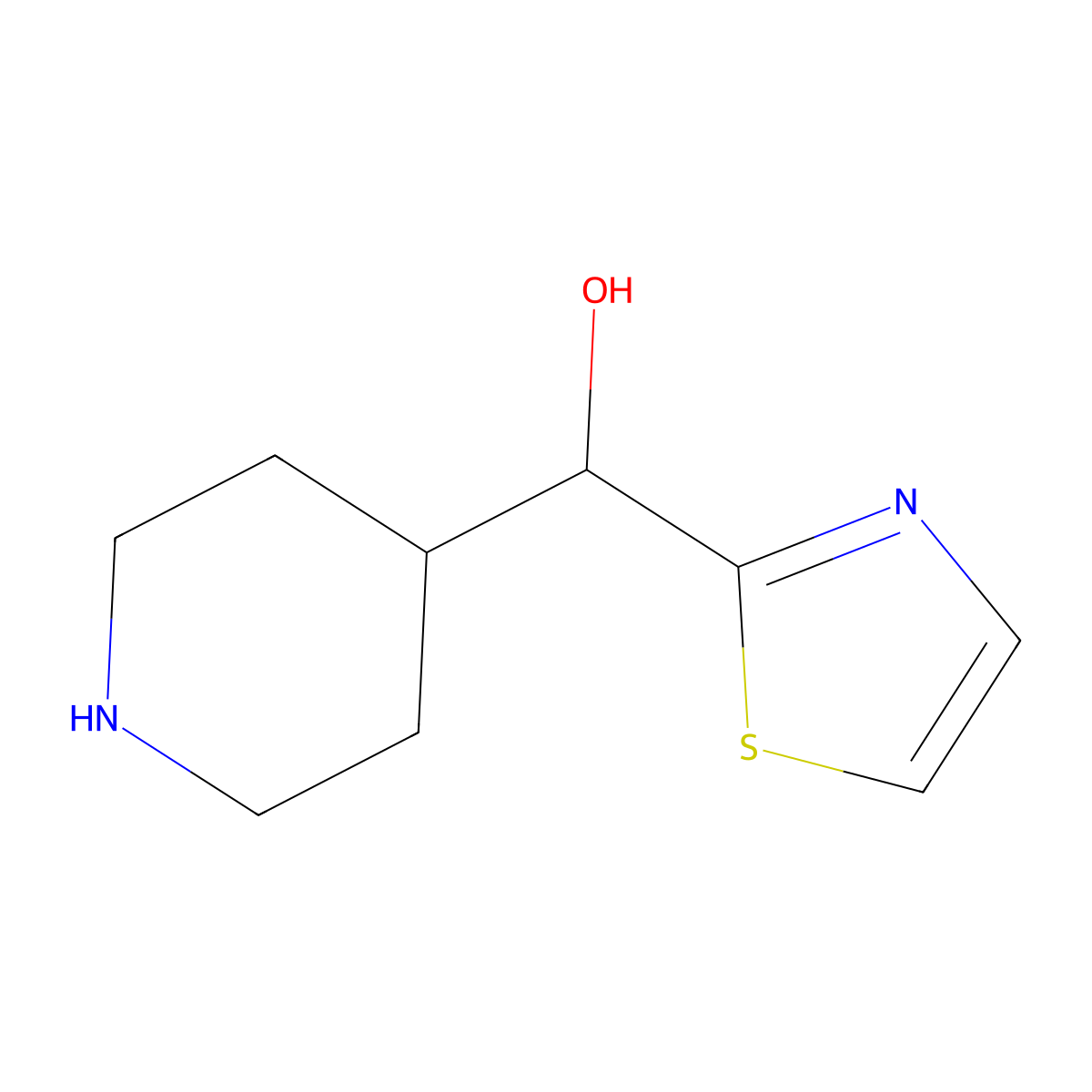 (Piperidin-4-yl)(1,3-thiazol-2-yl)methanol molecular structure, CAS 1506891-74-2