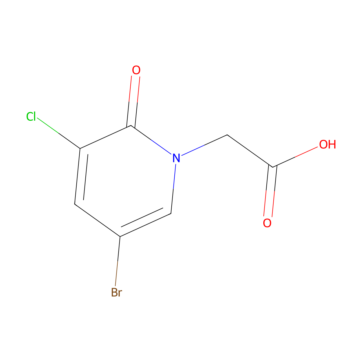 2-(5-Bromo-3-chloro-2-oxo-1,2-dihydropyridin-1-yl)acetic acid molecular structure, CAS 1506897-89-7