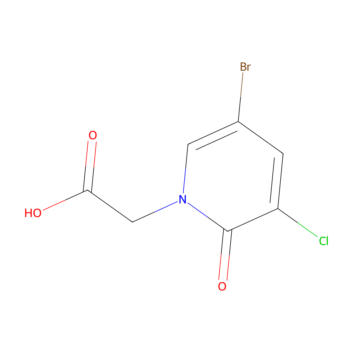 2-(5-Bromo-3-chloro-2-oxo-1,2-dihydropyridin-1-yl)acetic acid molecular structure, CAS 1506897-89-7