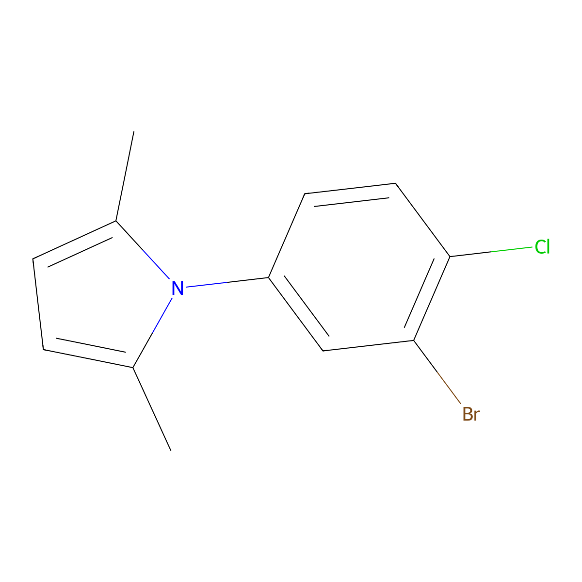 1-(3-bromo-4-chlorophenyl)-2,5-dimethyl-1H-pyrrole molecular structure, CAS 1506904-89-7