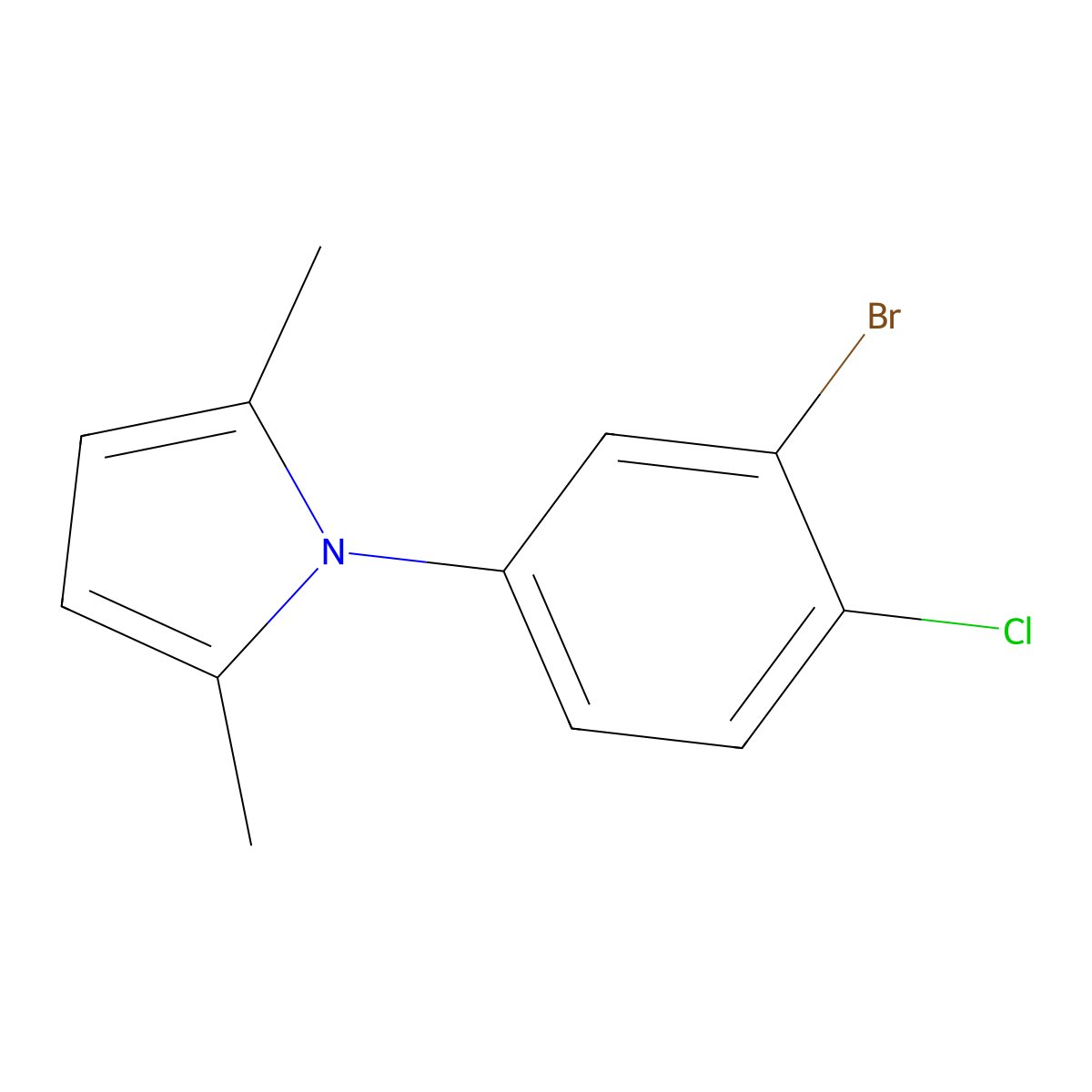 1-(3-bromo-4-chlorophenyl)-2,5-dimethyl-1H-pyrrole molecular structure, CAS 1506904-89-7