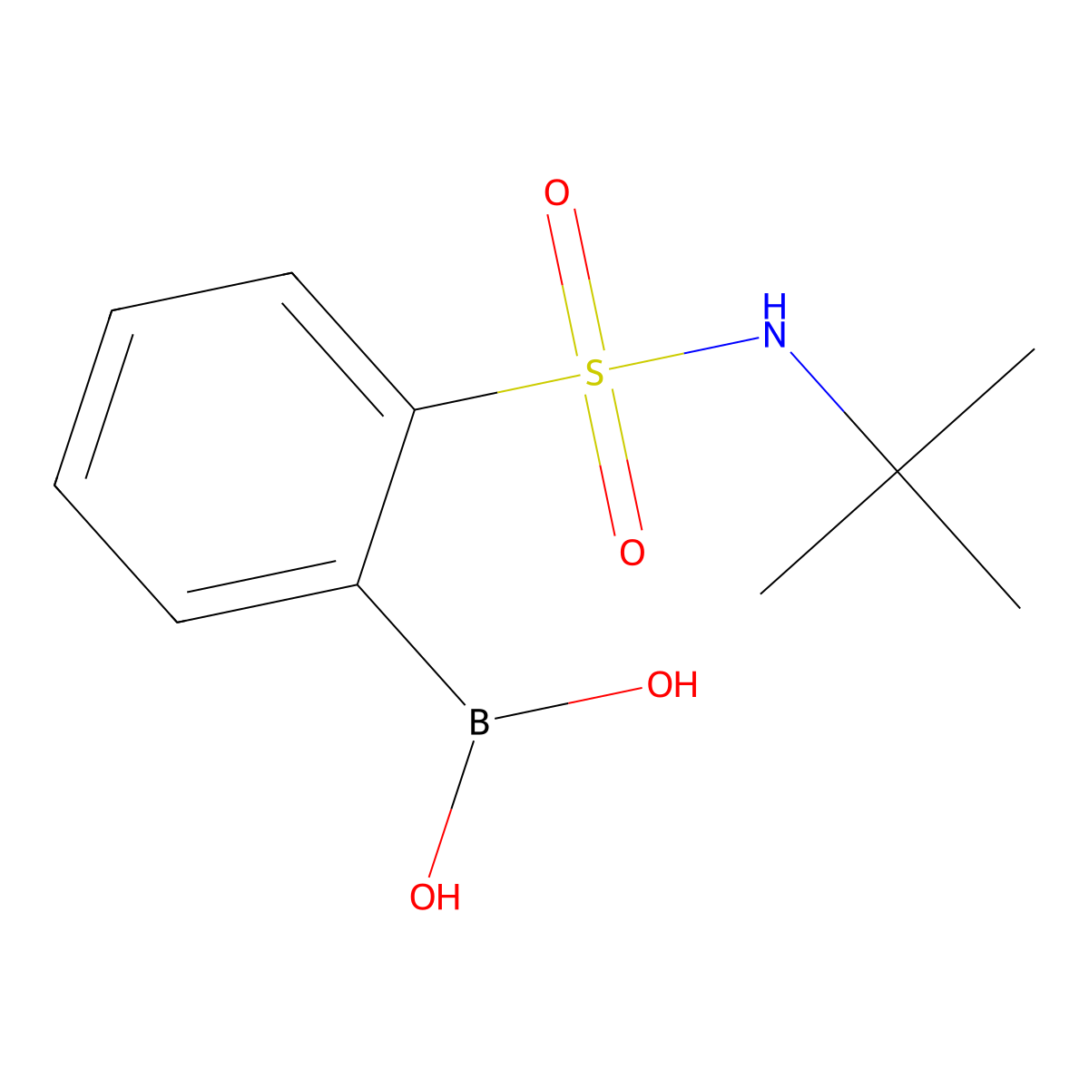 Boronic acid, B-(2-(((1,1-dimethylethyl)amino)sulfonyl)phenyl)- molecular structure, CAS 150691-04-6