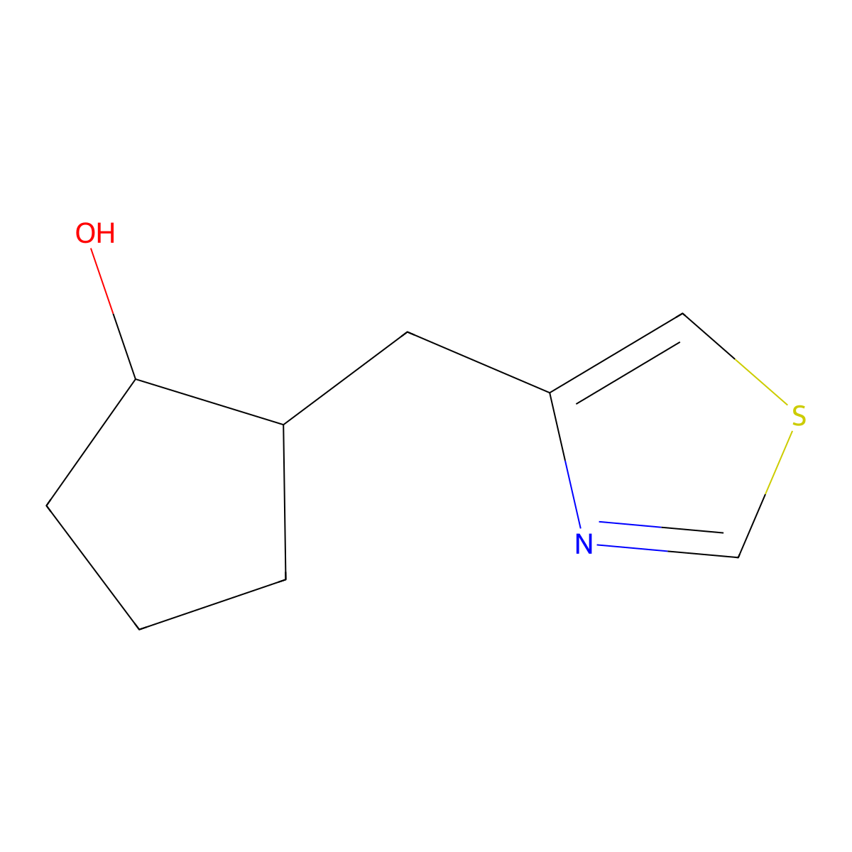2-(1,3-Thiazol-4-ylmethyl)cyclopentan-1-OL molecular structure, CAS 1506915-04-3