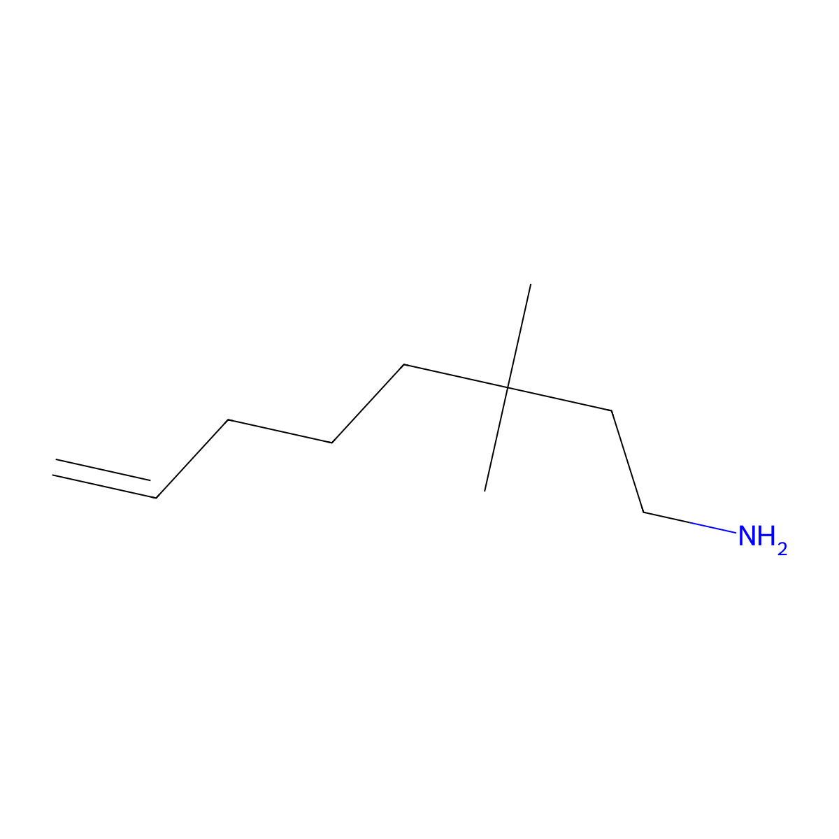 3,3-Dimethyloct-7-en-1-amine molecular structure, CAS 1506917-77-6