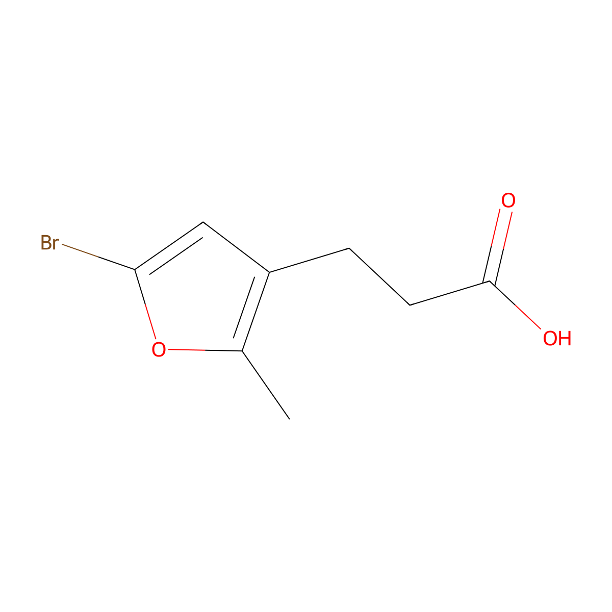 3-(5-Bromo-2-methylfuran-3-yl)propanoic acid molecular structure, CAS 1506929-77-6