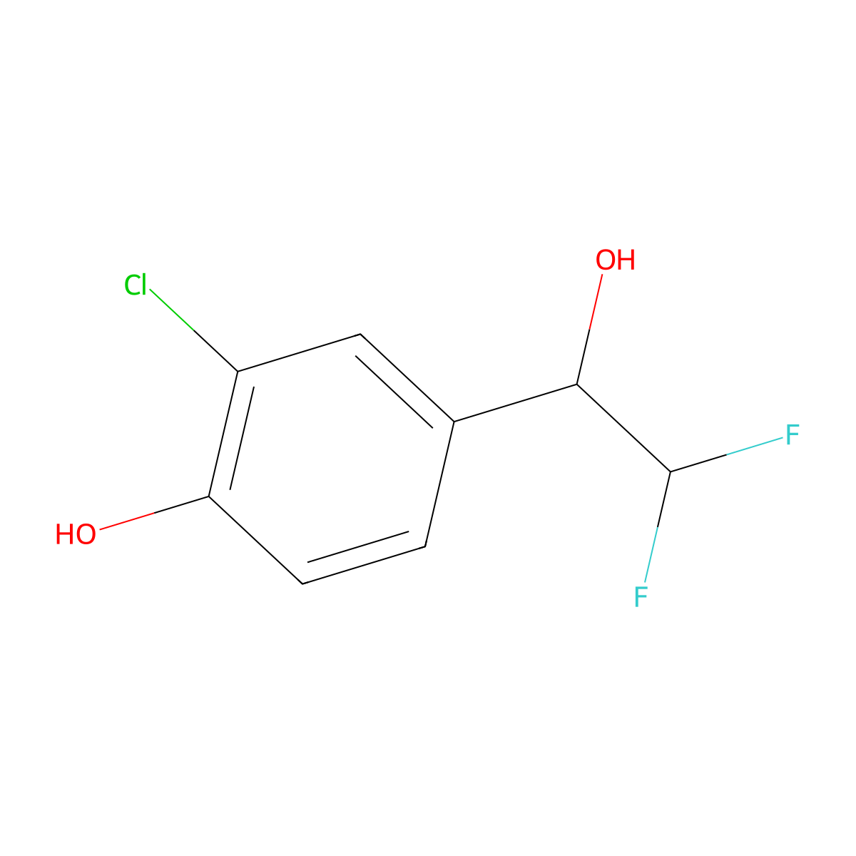 2-Chloro-4-(2,2-difluoro-1-hydroxyethyl)phenol molecular structure, CAS 1506943-86-7
