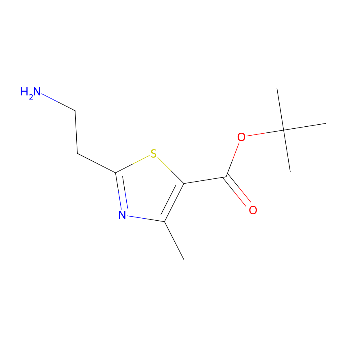 Tert-butyl 2-(2-aminoethyl)-4-methyl-1,3-thiazole-5-carboxylate molecular structure, CAS 1506951-47-8