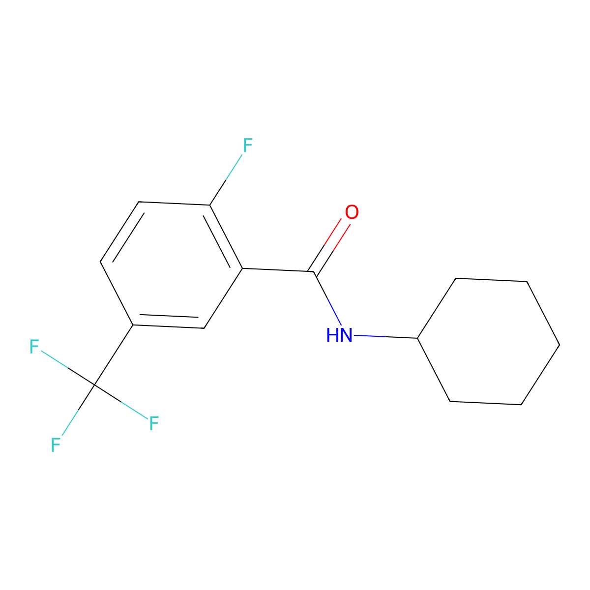 N-cyclohexyl-2-fluoro-5-(trifluoromethyl)benzamide molecular structure, CAS 1506969-61-4