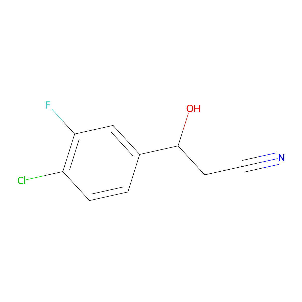 3-(4-Chloro-3-fluorophenyl)-3-hydroxypropanenitrile molecular structure, CAS 1506971-02-3