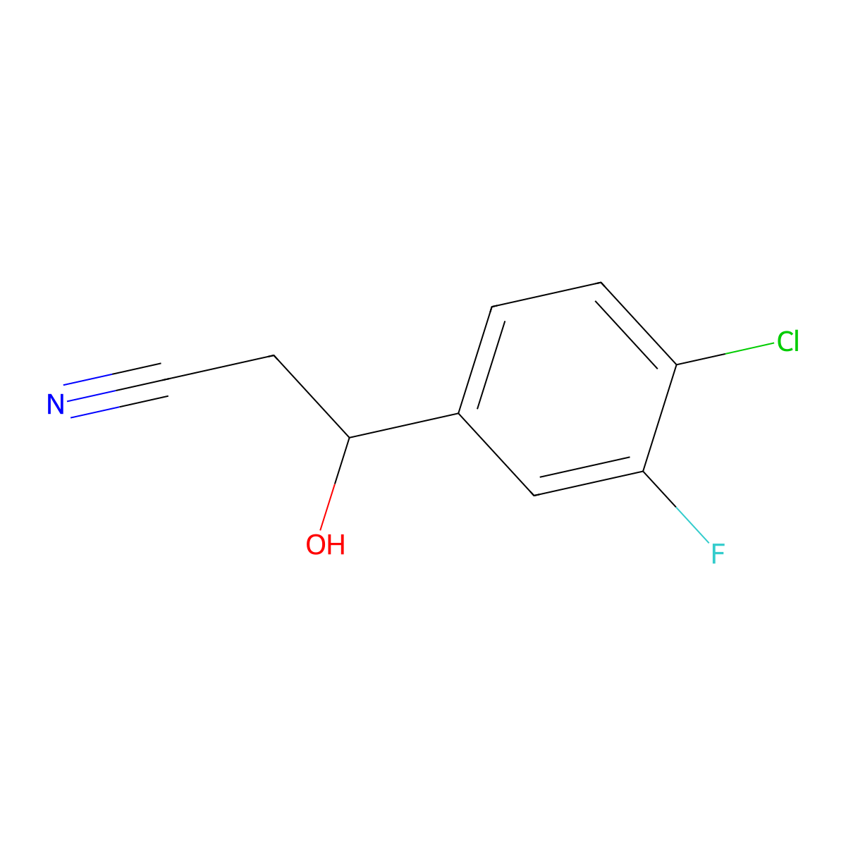 3-(4-Chloro-3-fluorophenyl)-3-hydroxypropanenitrile molecular structure, CAS 1506971-02-3